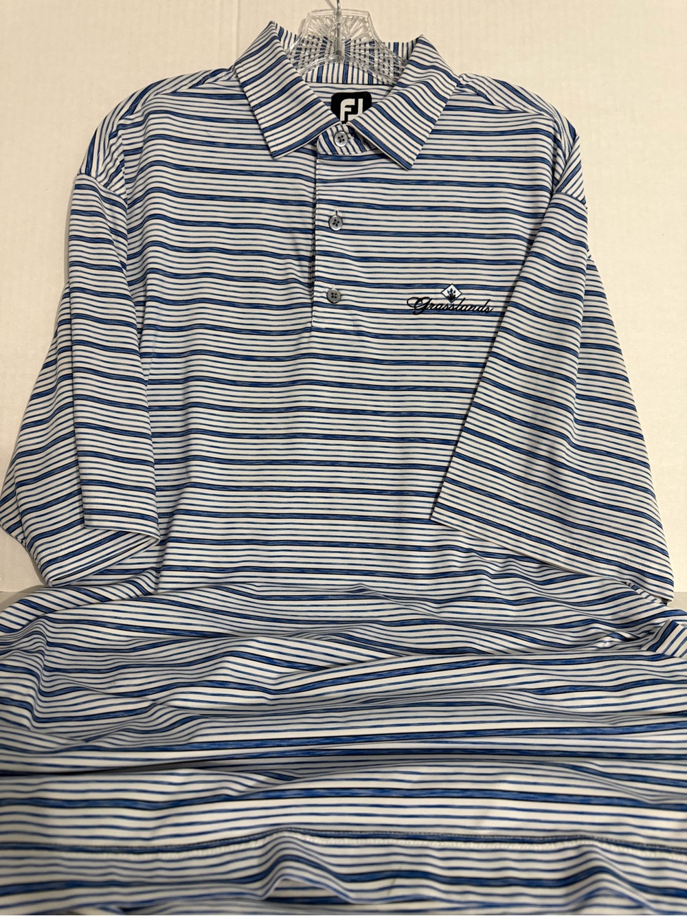 FootJoy Grasslands Blue and White Striped Men's Polo